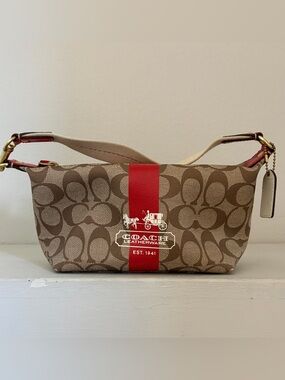 Coach Y2K Heritage Stripe Signature Demi Bag | Y2K Aesthetic Khaki & Red